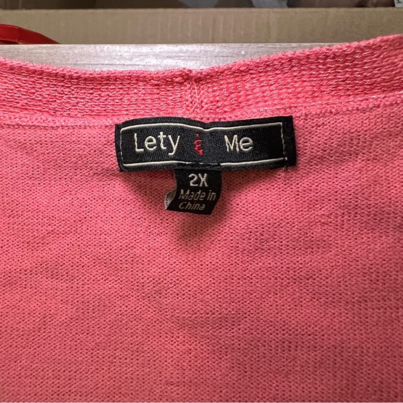 Lety & Me Stitch Fix 2X Wrap Sweater Knit Coral hipster geek nerd teacher - Picture 3 of 5